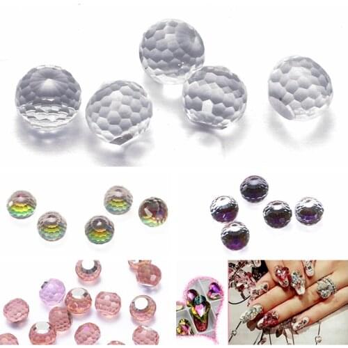 50pcs 6mm Flatback Spherical Crystal Ball Rhinestones Nail Art DIY Craft Shoes Clothes Phone Decorations Jewerly Accessories
