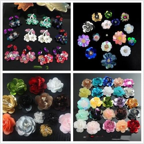 60pcs/lot Random Mixed Patch Set Sew On Patches Mini flowers Cute Embroidered Applique Patch For Clothes Patch Stickers 1~3cm