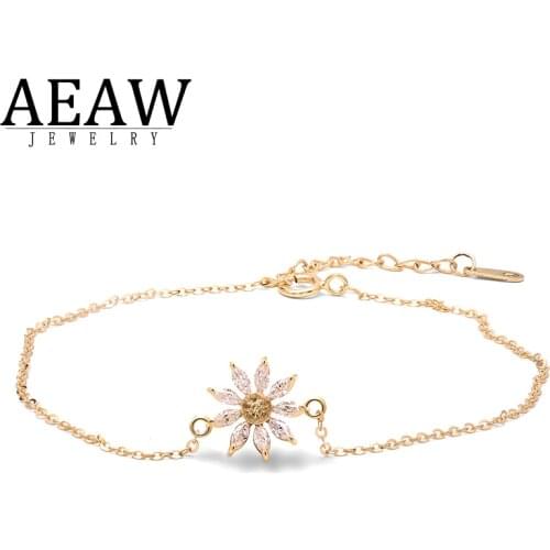 AEAW0.99ctw 2x4mm DF Color Marquise Brilliant Cut Moissanite Bracelet Set With Sapphire Solid 14k Yellow Gold Test Positive Gift
