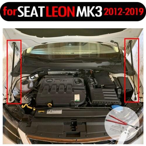 Carbon Fiber Shock Damper for SEAT Leon MK3 5F 2012-2019 Car Styling Front Bonnet Hood Modify Gas Struts Lift Support Gas Spring