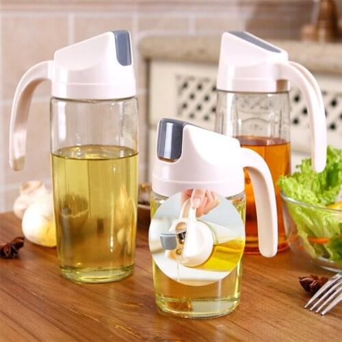 Automatic Opening Closing Oil Bottle Leakproof Condiment Container Plastic Seasoning Sprayer Kitchen Olive Oil Dispenser Bottles