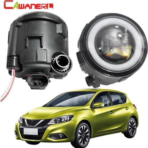 Cawanerl For Nissan Tiida 2007-2012 Car LED Fog Light 3000LM Angel Eye DRL Daytime Running Light 30W H11 White 12V 2 Pieces