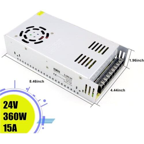 DC 24V Switching Power Supply 15A 360W AC to DC LED Strip Power Source Adapter Transformer LED Power Supply Voltage Regulator