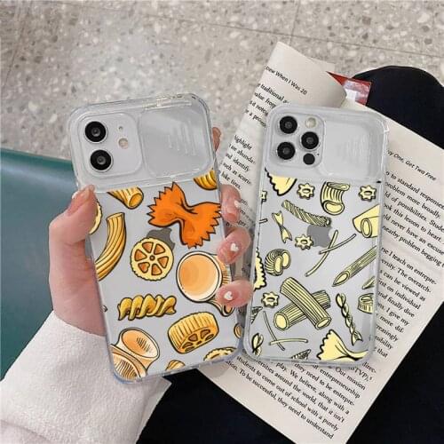 Individual artistic pasta food Phone Case transparent For iPhone 7 8 11 12 X XS XR MINI Pro Max Plus Slide Camera Lens Protect