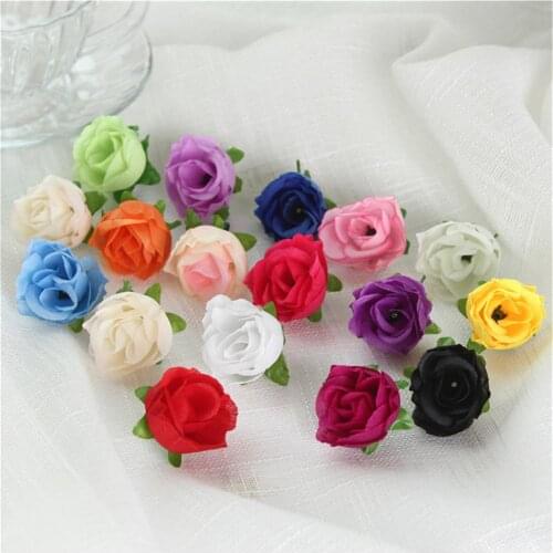 50PCS Simulation Rose Artificial Flower Head Handwork DIY Little Bud Wedding Decorated Wall Flower Arrangement For Home Decor