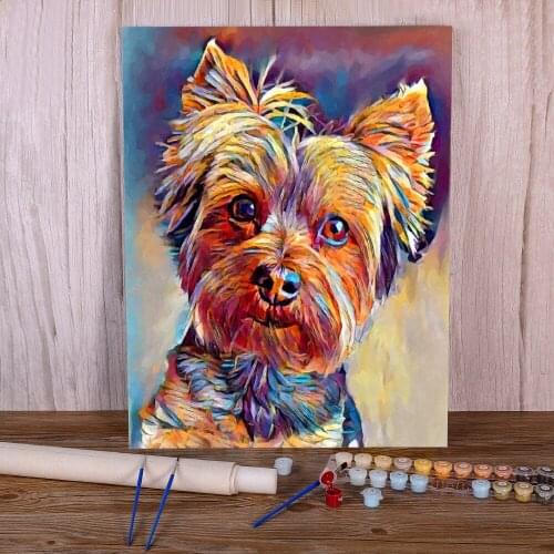 Animal Yorkshire Terrier DIY Paint By Numbers Package Oil Paints 50*70 Oil Painting Paintings Crafts For Adults Art