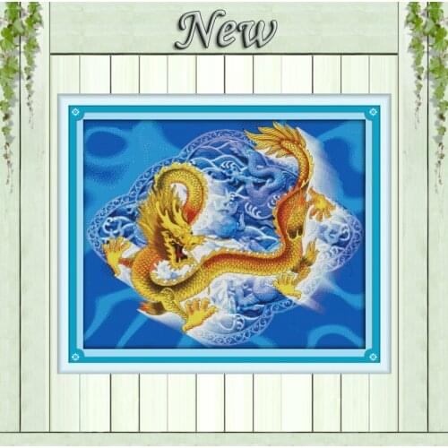 Dragon Chinese mascot diy home decor painting counted print on canvas DMC 11CT 14CT Cross Stitch kits embroidery needlework Sets