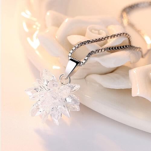 925 Silver Chains And Necklaces For Women Neck Jewelry Charm Three-Dimensional Snowflake Pendant Wedding Party Birthday Gift