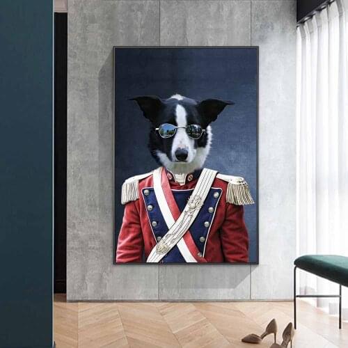 Cat in Military Uniform Canvas Paintings On the Wall Art Posters And Prints Funny Animals Art Canvas Pictures For Living Room