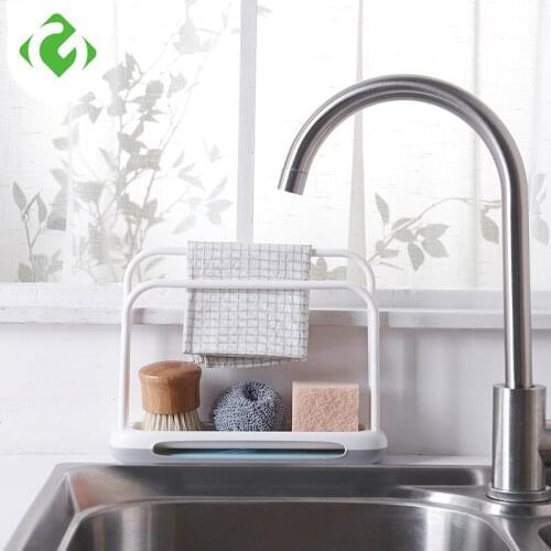 Kitchen Utensil Towel Rack Bar Hanging Holder Rail Organizer Storage Rack Kitchen Gadgets Sponge Shelf Kitchen Organizer Drain