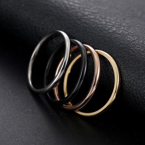 INS fashion jewelry 2mm wide ladies titanium steel fingertip ring tail ring Japanese and Korean style couple ring wholesale