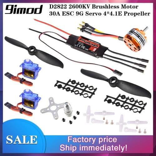 New 9imod D2822 2600KV Brushless Motor Hobbywing 30A ESC 9G Micro Servo 4.1*4.1E Prop Power System Combo Set for RC Fixed Wing