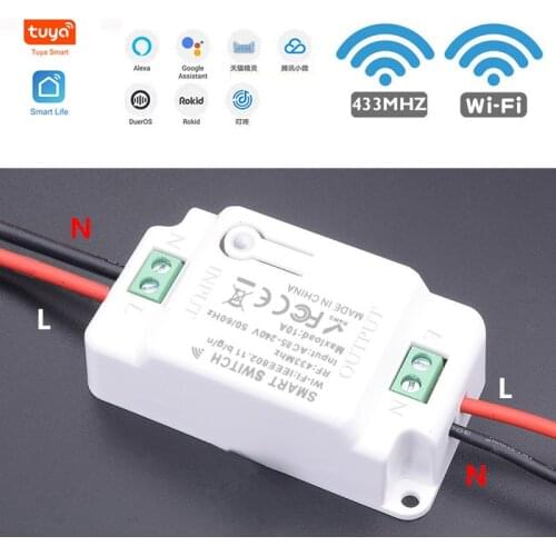 New Smart Switch WiFi + 433 Remote Control Support Tuya / Smart Life APP Home Automation Module Work with Alexa Google Home