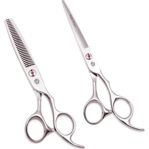 Human Hair Scissors 6" Purple Dragon JP Stainless Hair Cutting Scissors Professional Barber Haircut Shears Set Wooden Case 2003