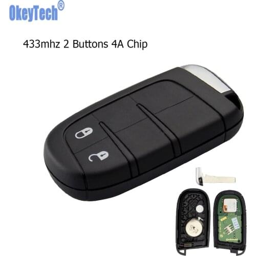OkeyTech Smart Remote Control Key For Jeep Renegade Compass M3N-40821302 Keyless Entry SIP22 Blade 433mhz 4A Chip 2 Buttons