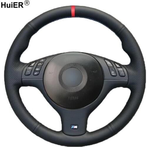 HuiER Hand Sewing Car Steering Wheel Cover For BMW E46 E39 330i 540i 525i 530i 330Ci M3 2001 2002 2003 Braid Car Accessories
