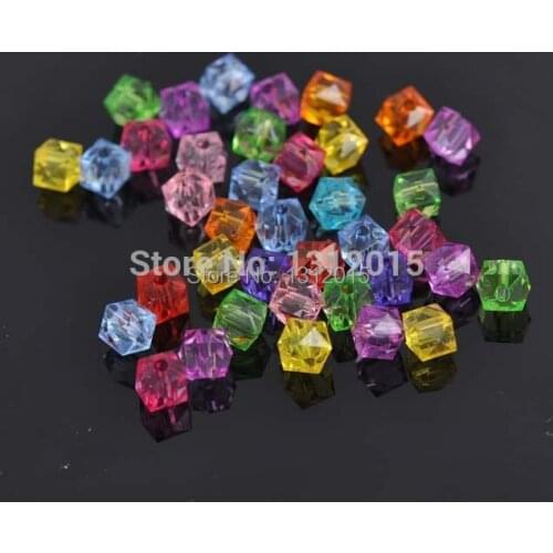 Wholesale 8mm 100pcs Crystal Mixed Color Acrylic Cube Spacer Charm Embellishment Beads,Fit jewelry Craft DIY z69