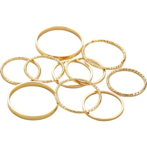 10 Pcs/set Creative Simple Retro Ring Valentines Day Gift Fashionable And Elegant Ring Versatile Ring