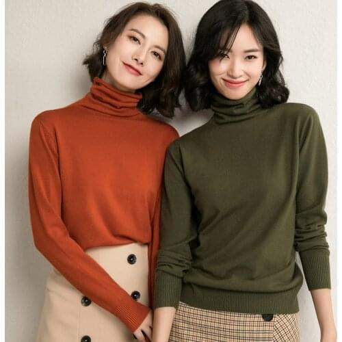 Leisure high collar basic sweater Slim cosy long sleeve pullover Home style fashion womens cashmere sweater WA663