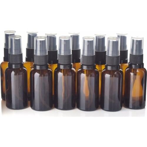 12pcs Empty Refillable 30ml Amber Glass Spray Bottle Vaporizador with Fine Mist Sprayers for essential oil aromatherapy perfume