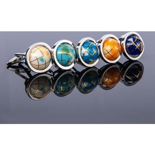 High Quality 5 Colors Globe Cufflinks Planet World Map for Men Fashion Art Design cufflinks gift