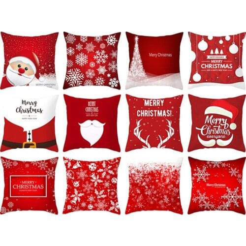Christmas Decoration Cushion Cover Cartoon Elk Santa Cushion Cover Christmas Pillow Case Linen Decoration Pillow Home Decoration