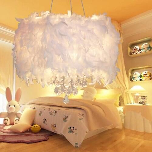 For dinning living bed room bedroom foyer led bulb optional white modern ceiling hanging lamp crystal feather chandelier light
