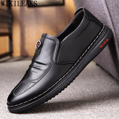 Black Leather Casual Shoes Man Brown Mens Loafers Shoes Luxury Designer Slip on Shoes Men Zapatillas De Hombre Chaussures Homme