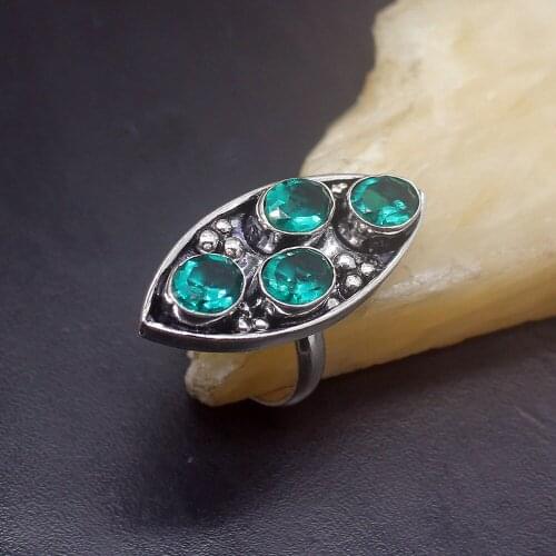 Amazing New Arrival Shiny GreenTopaz Silver Color Jewelry Fashion Band Ring For Women Size 8 HD793