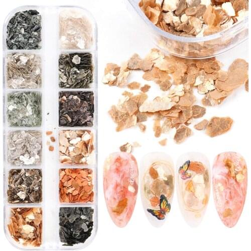 12 Colors Abalone Shell Nail Art Paillette Decoration 3D Irregular Fragments Texture Pearl Slice Natural Accessory Manicure