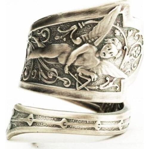 Europe America Vintage S925 Rings Adjustable Size For Men Women Cupid Angel Gothic Punk Jewelry Statement Anniversary Gifts