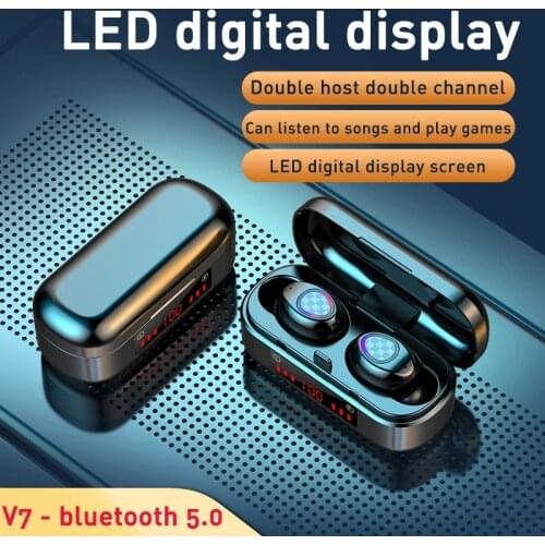 V7/V8/V9 Tws Draadloze Koptelefoon Bluetooth 5.0 9D Bass Stereo Waterdichte Oordopjes Handsfree Headset Met Microfoon Opladen