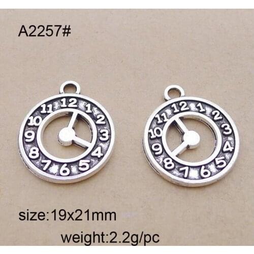 25pcs Tibetan Silver Tone Vintage Clock Charms Pendants Handmade Jewelry Diy Jewelry Making Craft 21x19mm