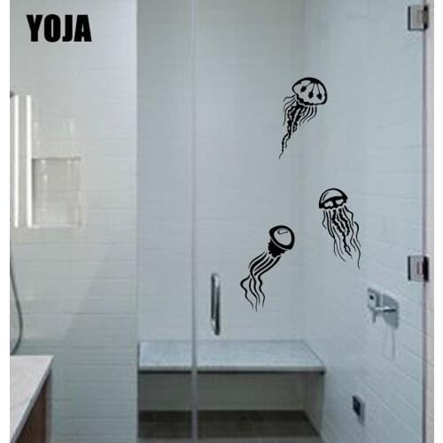 YOJA 22x28.2CM （One Group）Stylish Jellyfish Wall Stickers Home Decor Nice Bathroom Glass Decals G2-0332