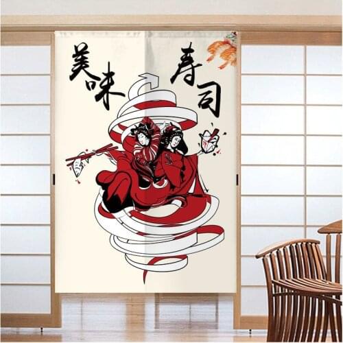 Japanese Style Door Partition Curtain Hotel Restaurant Kitchen Sushi Fabric Cloth Homestay Decorative Cartoon Screens