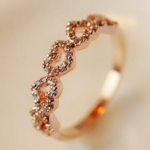 Female Heart Ring Exquisite Love Crystal Rings Wedding Engagement Jewelry Fashion Japan and South Korea Style Five Heart Rings