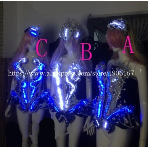 Led Luminous Sexy Lady Crystal Evening Party Dress Led Light Growing DS Women Stage Dance Costume Clothes Free Shipping