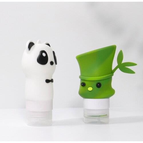 1pc 60/90ml Silicone Cosmetics Sample Empty Bottle Cartoon Panda Bamboo Silicone Travel Package Storage Bottle Silica Gel