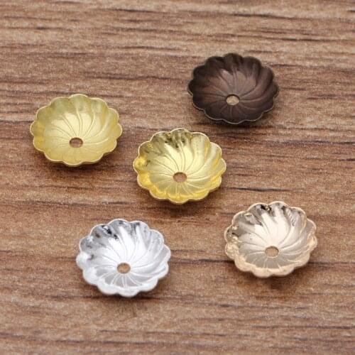 100 Pieces/Lot 10 mm 5 Color Plated Copper Bead Caps Filigree Flower Slice Setting Charms Jewelry DIY Components