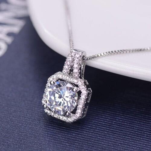 Luxurious New Silver-plated Jewelry Rhinestone Square Choker Necklace Women Gift Necklaces