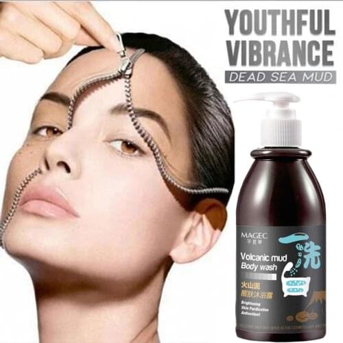 250ml Volcanic Mud Shower Gel Fast Whitening Clean Skin Whitening Mud Remove Keratin Brightening gently cleanse skin Shower Mud