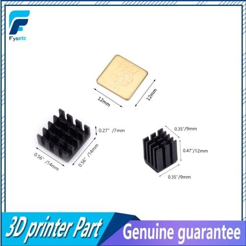 3Set/9pcs Heatsink Cooler Pure Aluminum Copper Heat Sink Set Kit Radiator For Raspberry Pi 3 Model B / B Plus 3D Printer Parts