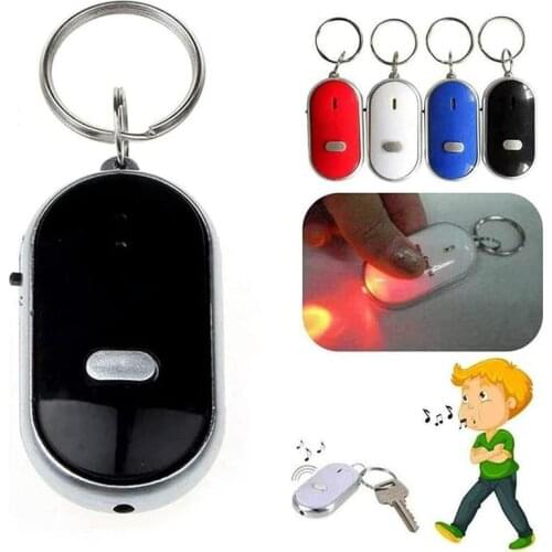 4Pcs Remote Sound Control Lost Key Finder Car key ring with LED Light Flashlight Locator Keychain Whistle Sound Key Locator