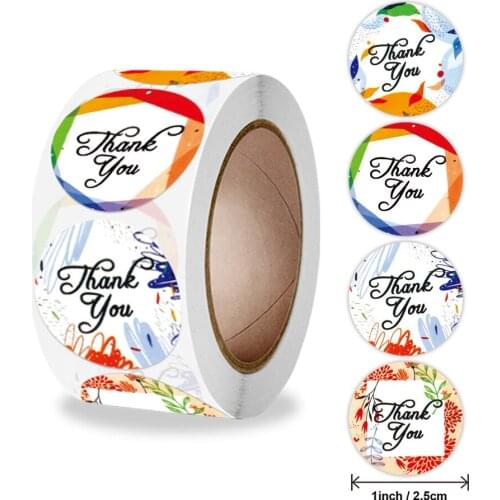 50-500pcs Thank You Stickers Seal Labels Flower Stickers For Hand Made Gift Or Wedding Decor Labels Stationery Stickers