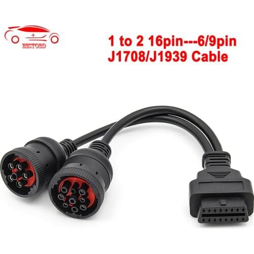 6Pin 9Pin Cable OBD2 Truck Diagnostic Tool 16Pin J1708 J1939 Connector OBD to OBD2 for Cummins for Deutsch for Cat Truck