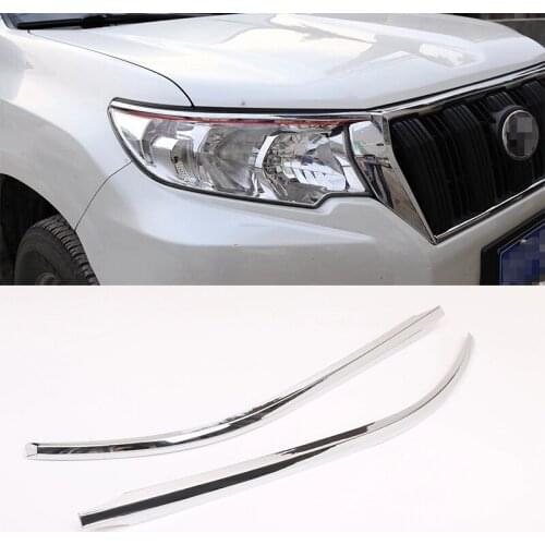 ABS Car Styling for Toyota Prado 2018 Car Front Headlights Trim Chrome Silver Car Exterior Accessories 2 pcs