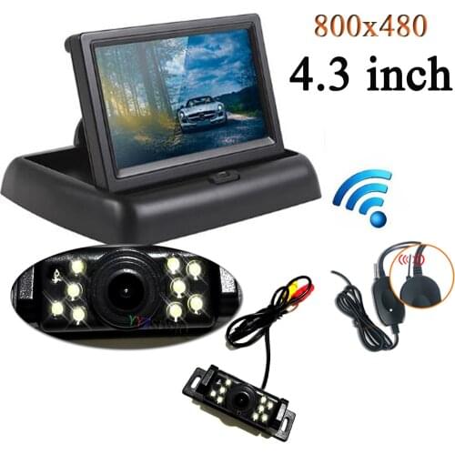 LCD Car Car Mirror Monitor Parking Monitoring System With Night Vision Short license plate Rear View Camera Wireless Video 4.3
