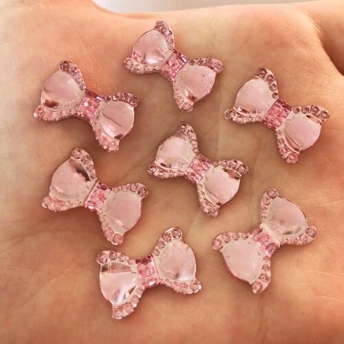 Hot 40pcs Shiny Resin 14mm*20mm BOW FlatBack Rhinestone Wedding DIY Hair Ornamen R513
