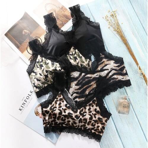 Linbaiway Hot Sexy Women Lace Bra Comfort Leopard Print Bralette Seamless Lingerie French Bras Underwear Female Brassiere