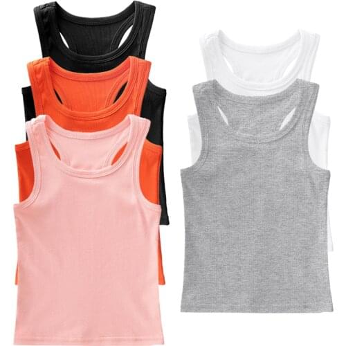 Kids Underwear 100% Cotton Girls Boys Tanks Tops Baby Boy Summer Vest Girl Camisole Children Solid Undershirt Sleeveless Vest